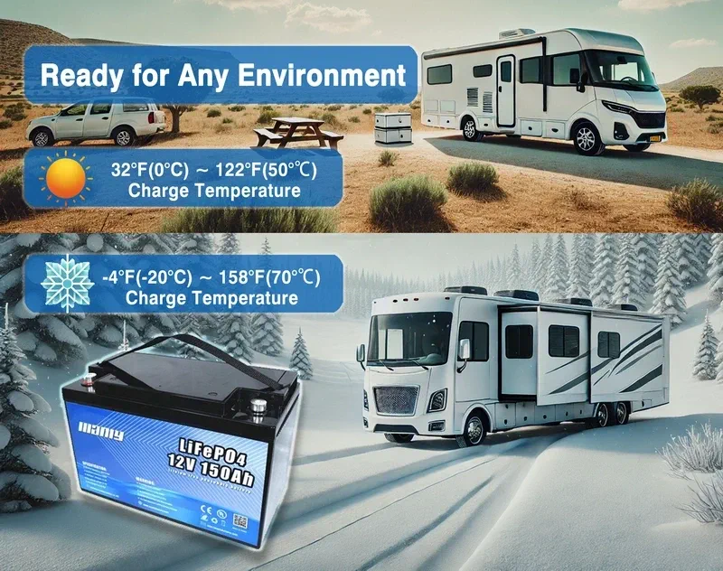 12v 150ah rv lithium bttery temperature range