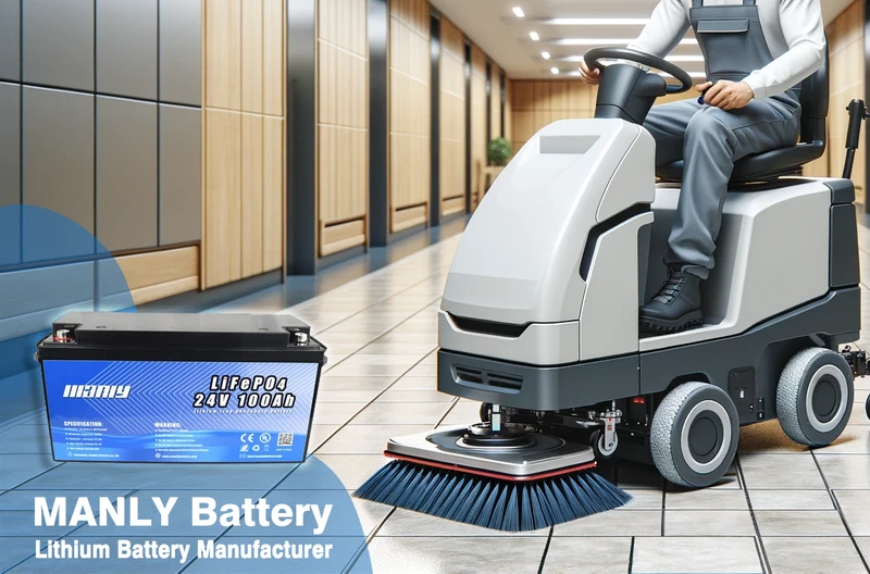 Ride-on floor scrubber battery